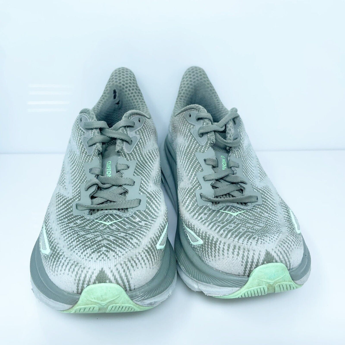hoka-one-one-womens-clifton-9-gray-running-shoes-sneakers-size-6-5-b