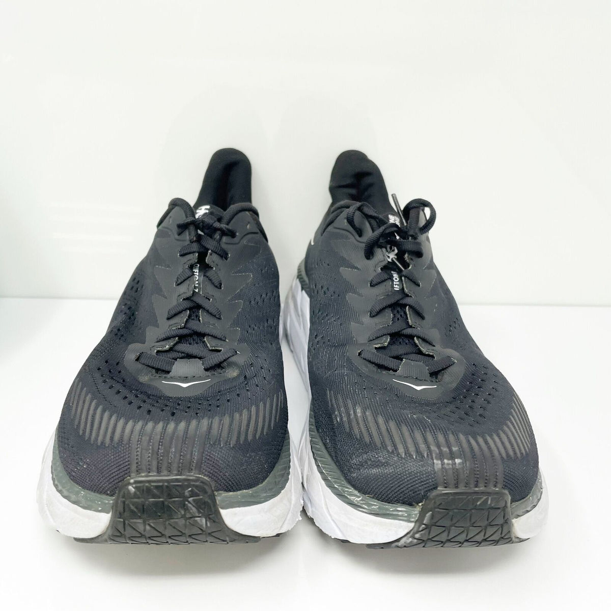 Hoka One One Mens Clifton 7 1110508 BWHT Black Running Shoes Sneakers ...